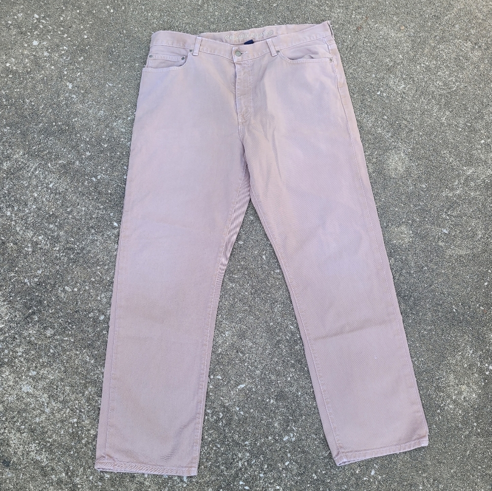 Cremieux Mens Classic Straight Jeans Beige Pockets 100% Cotton 38 x 32